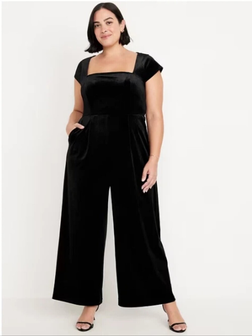 Old Navy Black Velvet Square-neck Jumpsuit Size XXL